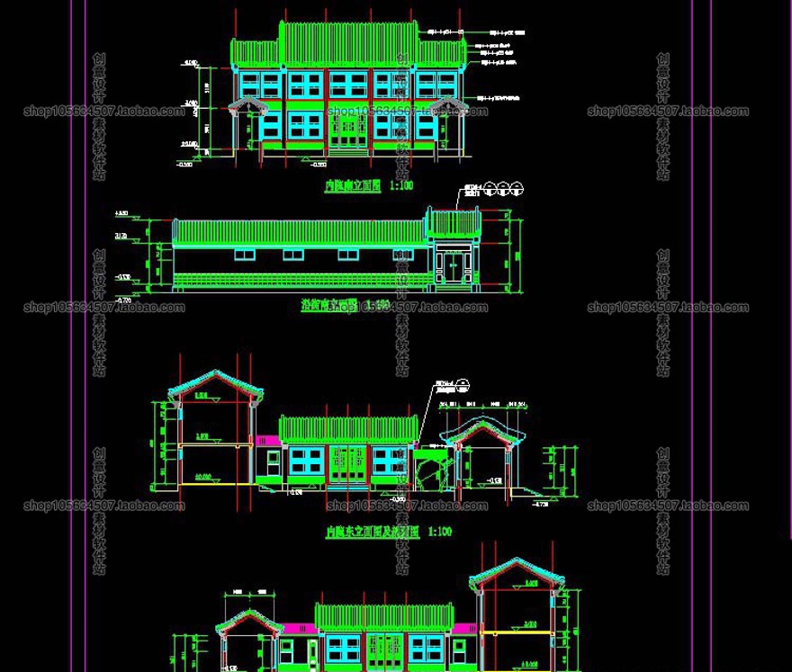 成套-精选21套北方中式古建四合院建筑设计CAD图纸部分配建筑资源