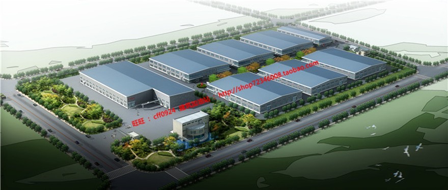 厂房科研办公楼设计su模型+cad图纸施工图+效果图