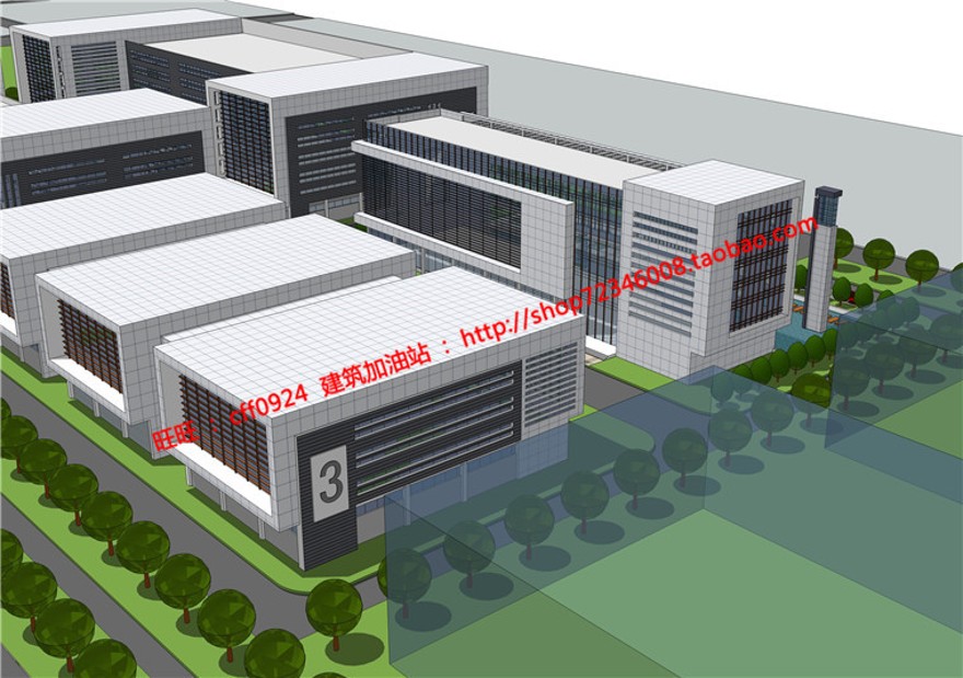 房工厂建筑方案设计工业cad总图su模型效果图文本