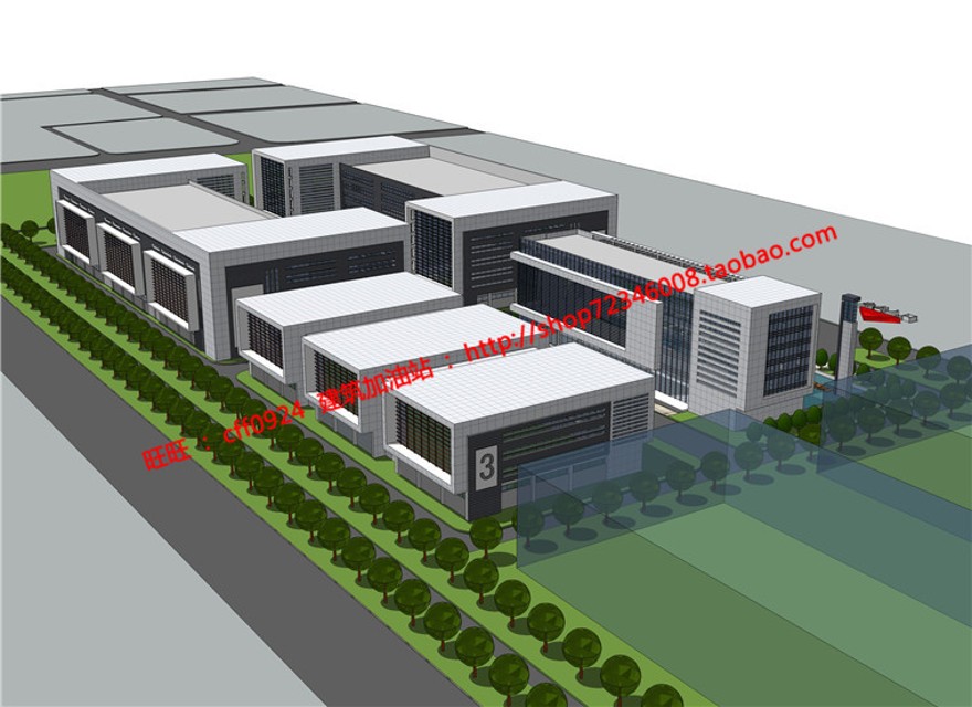 房工厂建筑方案设计工业cad总图su模型效果图文本