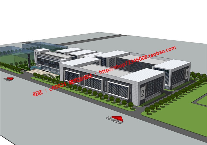 房工厂建筑方案设计工业cad总图su模型效果图文本