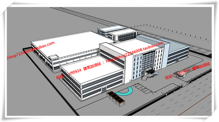 建筑图纸113上海科路普电气厂房cad平立总图su模型效果图/3D