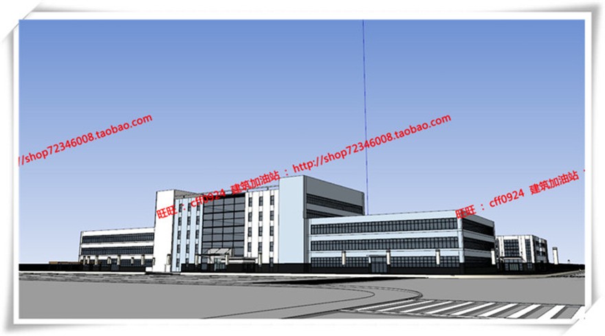 建筑图纸113上海科路普电气厂房cad平立总图su模型效果图/3D