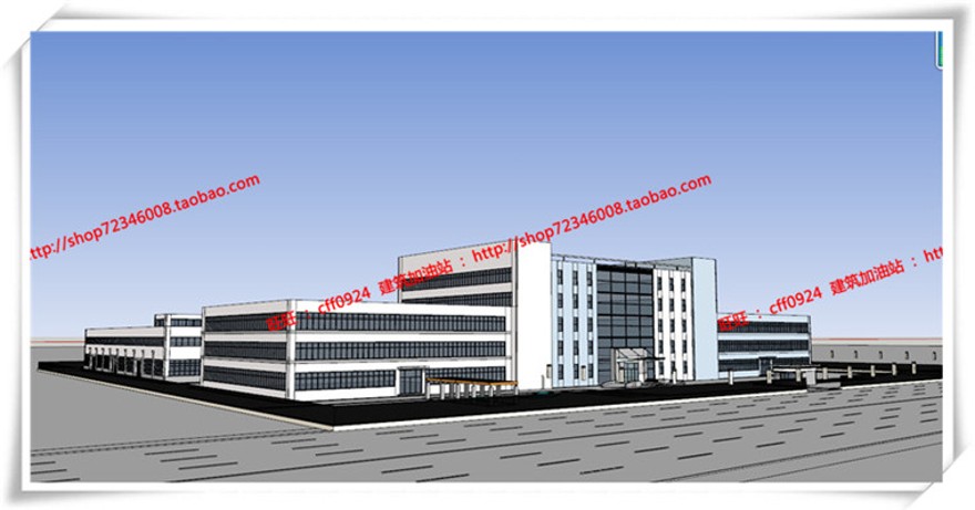 建筑图纸113上海科路普电气厂房cad平立总图su模型效果图/3D