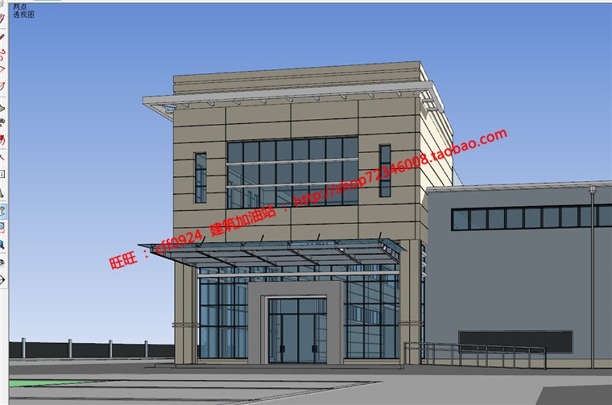 cad施工图su模型效果图max工业厂房办公综合楼门卫设计