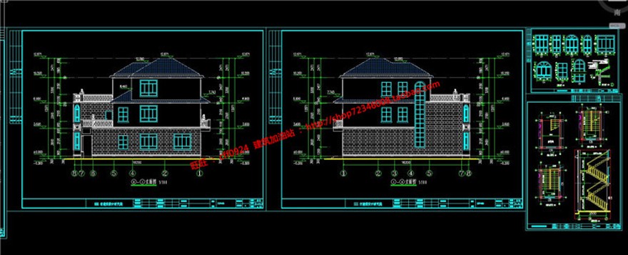 cad图纸三层商业别墅小洋房建筑方案设计效果图施工图全