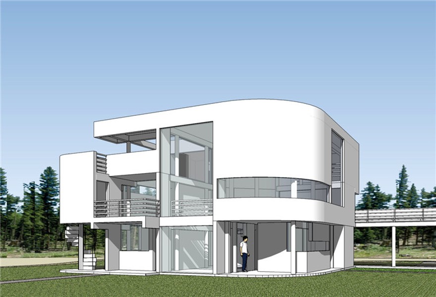 大师资料萨兹曼住宅有su+效果图+cad(总图平立剖)