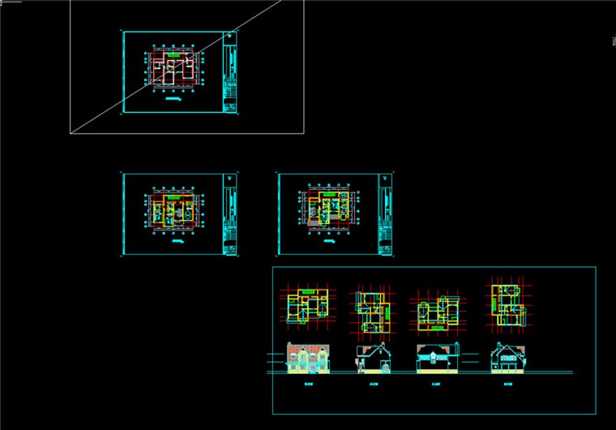 舟山小商业别墅欧式美式风格自建房有su模型cad图纸3dmax效果图