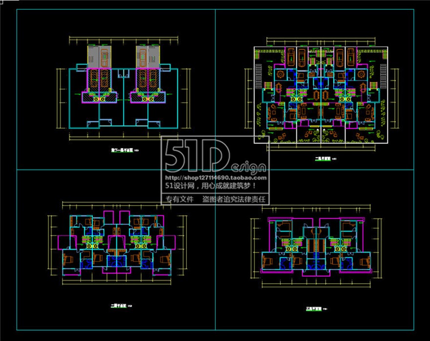 双拼商业别墅建筑方案设计cad图纸全su模型