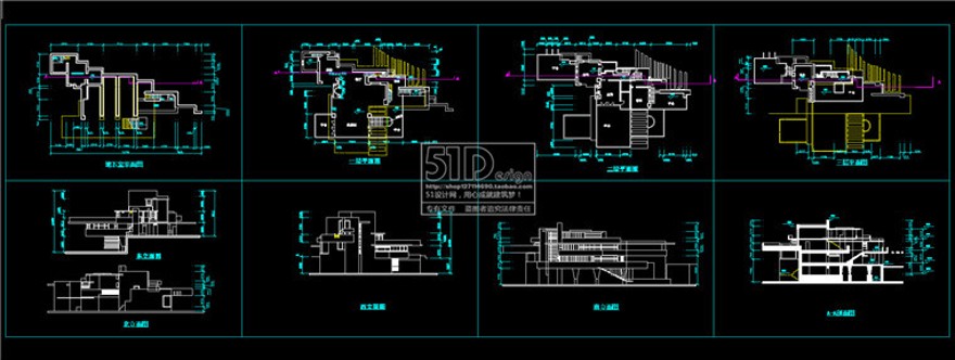 赖特流水商业别墅su模型+cad图纸大师资料建筑方案设计