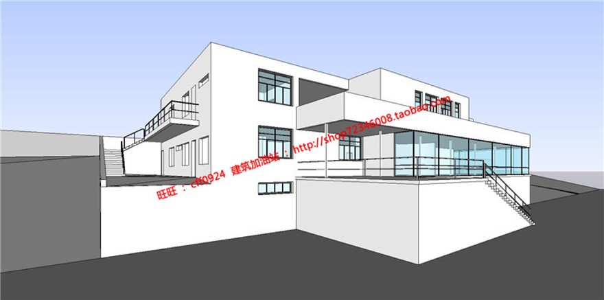 吐根哈特商业别墅分析密斯建筑方案cad图纸平面立面su模型