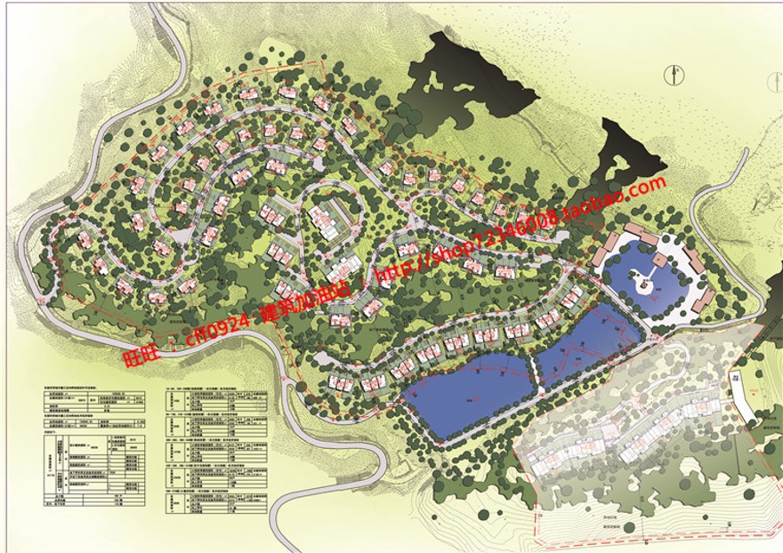 山地住宅商业别墅区小区生活区规划设计cad总图平立剖文本