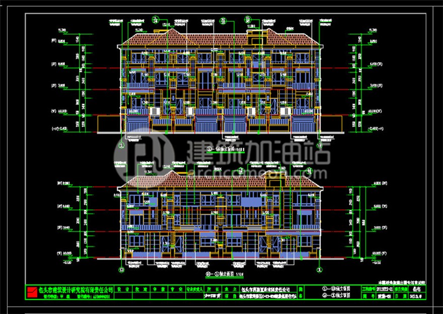 建筑资源26简欧联排商业别墅商业别墅SU模型+cad图纸方案施工图