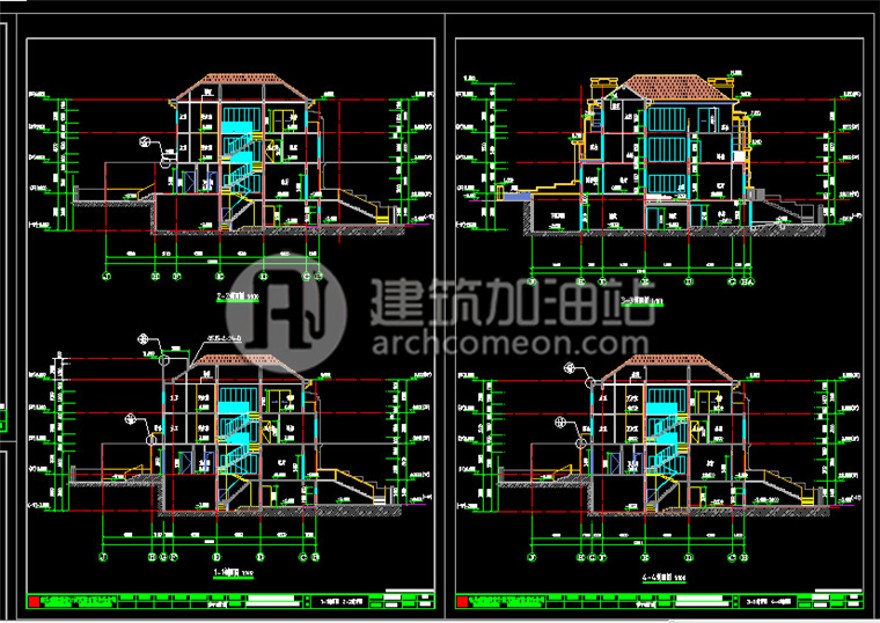 建筑资源26简欧联排商业别墅商业别墅SU模型+cad图纸方案施工图