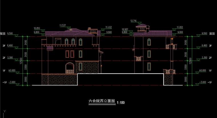 成套-地中海风格联排商业别墅合院商业别墅商业街设计文本CAD+SU模型