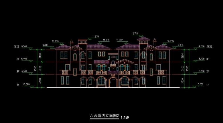 成套-地中海风格联排商业别墅合院商业别墅商业街设计文本CAD+SU模型