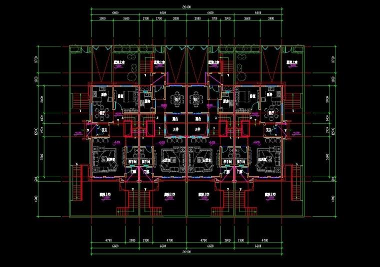 成套-地中海风格联排商业别墅合院商业别墅商业街设计文本CAD+SU模型