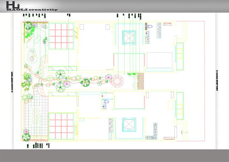 完整日式商业别墅庭院cad方案施工图+sketchup模型+lumin套图