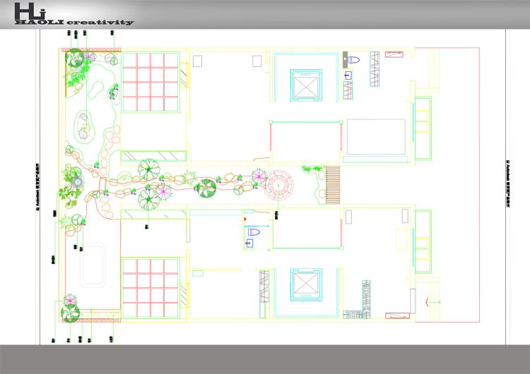 完整日式商业别墅庭院cad方案施工图+sketchup模型+lumin套图