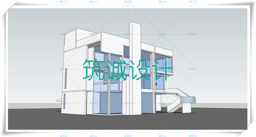 完整史密斯住宅/商业别墅SU+CAD+PPT理查德middot;迈耶大师