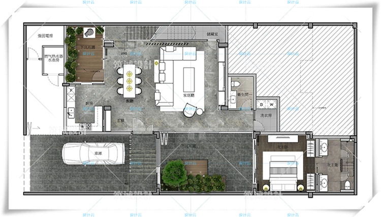 完整商业别墅全套SU+效果图+CAD施工图/新中式风格设计建筑居住宅建筑资源