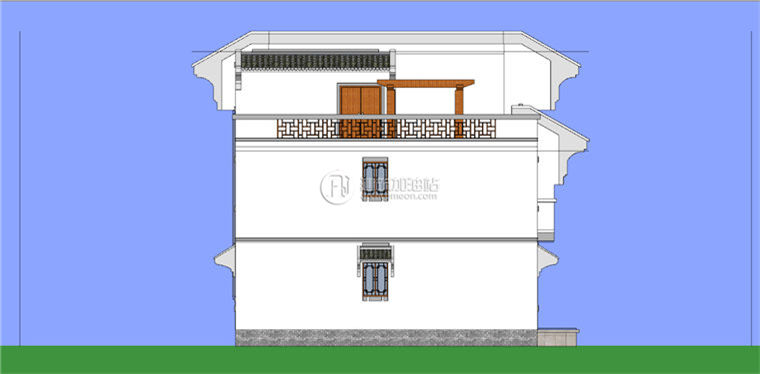 中式徽派小商业别墅SU模型/Sketchup模型+cad方案图纸+效果图+psd素建筑资源