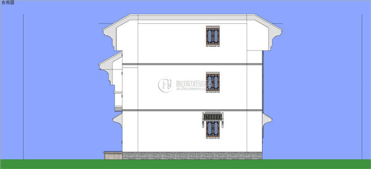 中式徽派小商业别墅SU模型/Sketchup模型+cad方案图纸+效果图+psd素建筑资源