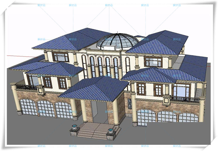 完整商业别墅设计CAD图纸+SU模型+3DMAX模型+效果图20套