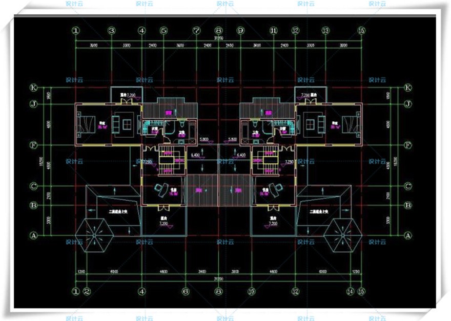 完整古典园林风格类独栋双拼商业别墅建筑设计CAD+3D模型+高清效果图