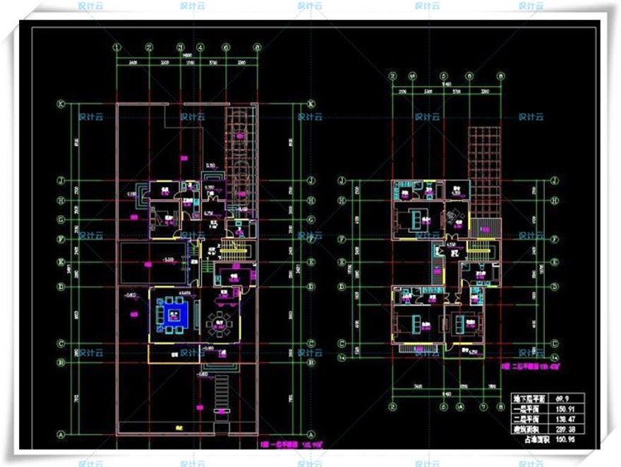 完整古典园林风格类独栋双拼商业别墅建筑设计CAD+3D模型+高清效果图