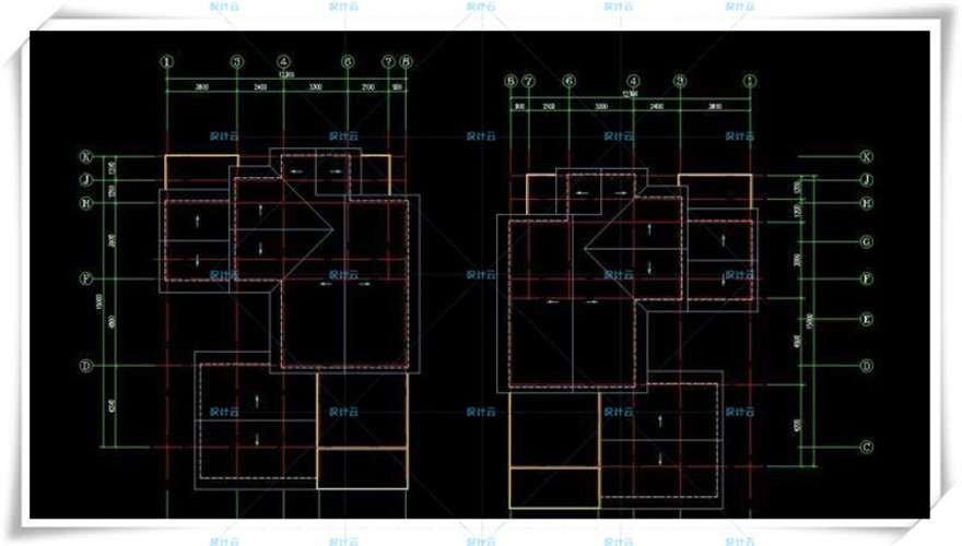 完整古典园林风格类独栋双拼商业别墅建筑设计CAD+3D模型+高清效果图