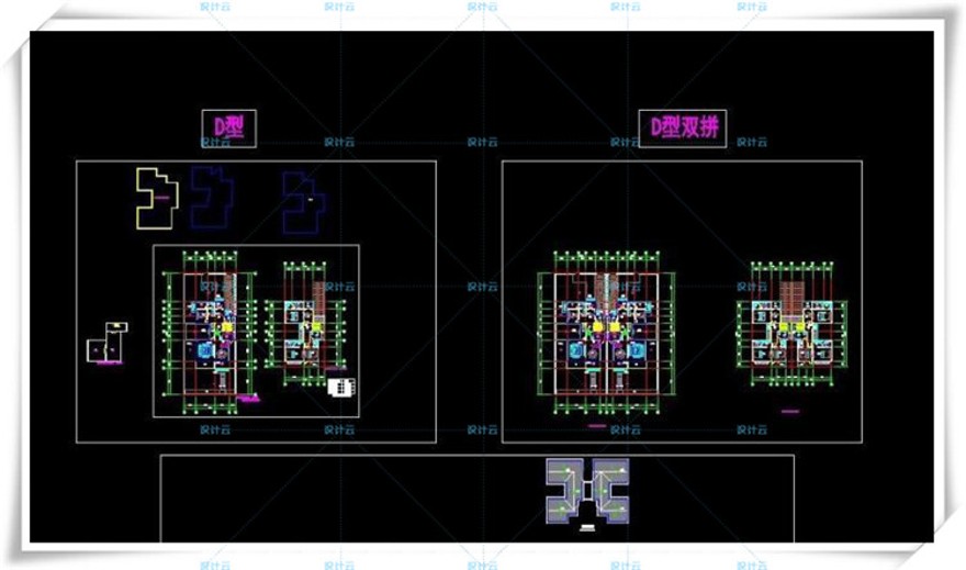 完整古典园林风格类独栋双拼商业别墅建筑设计CAD+3D模型+高清效果图