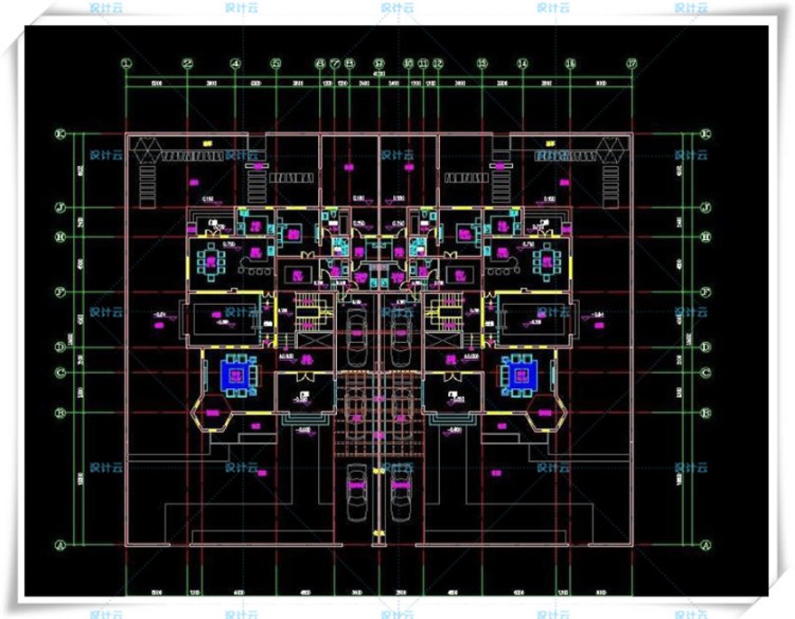 完整古典园林风格类独栋双拼商业别墅建筑设计CAD+3D模型+高清效果图