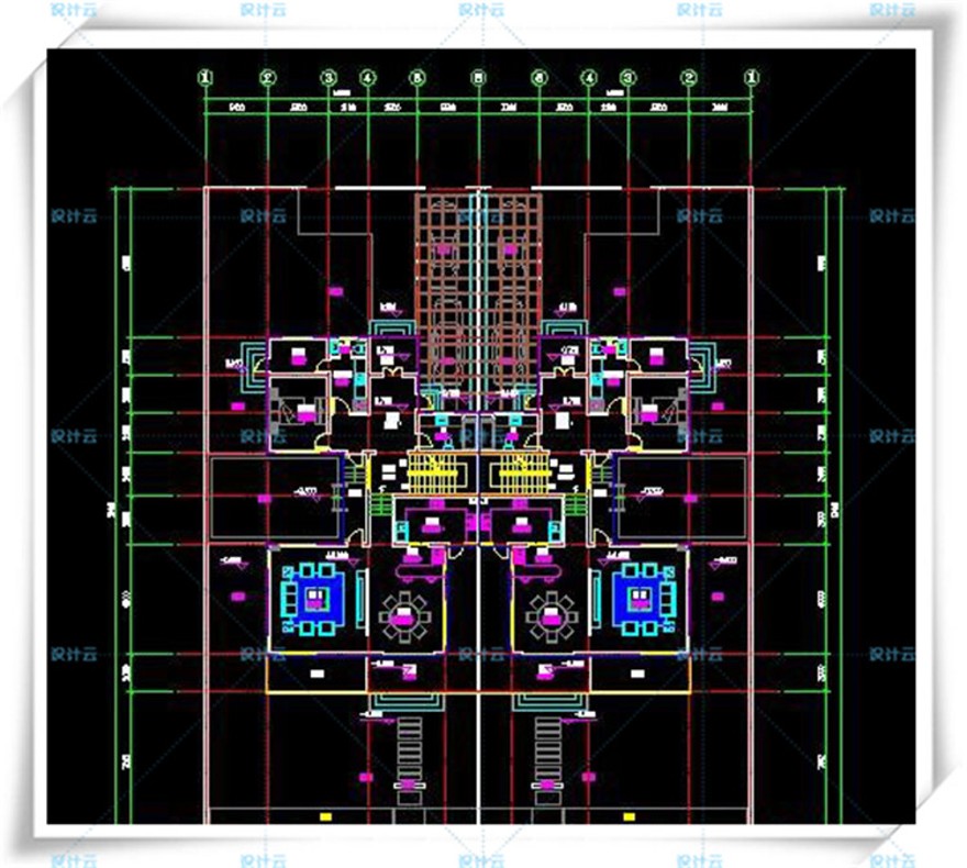 完整古典园林风格类独栋双拼商业别墅建筑设计CAD+3D模型+高清效果图