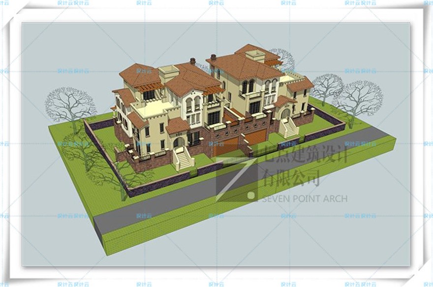 完整欧式美式商业别墅住宅小区设计CAD平立剖+文本+su模型