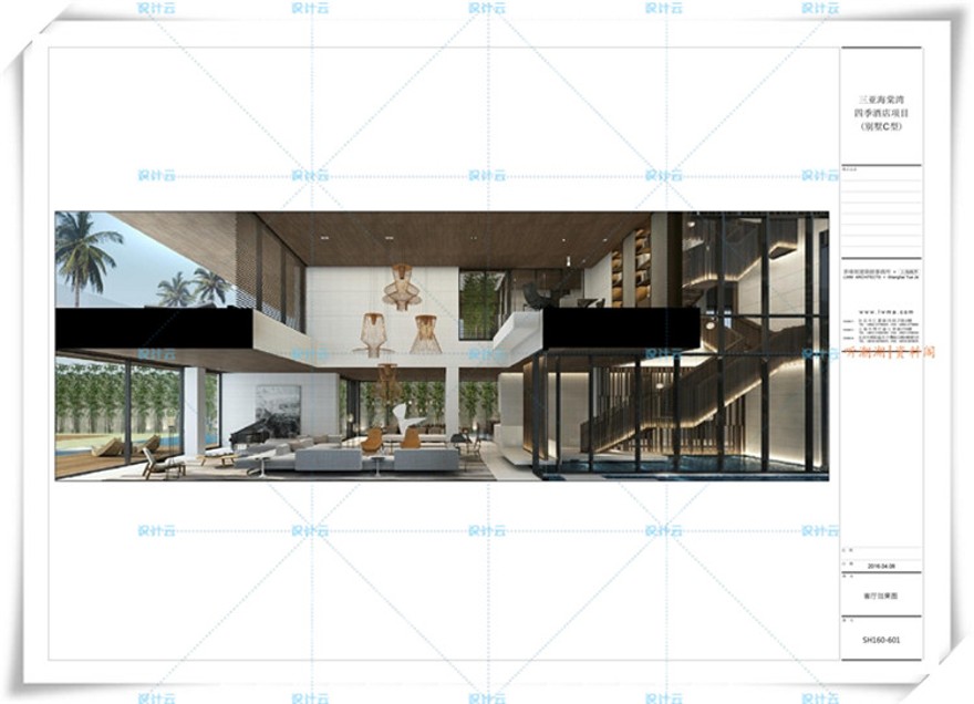 完整李玮珉三亚海棠湾四季酒店C型商业别墅样板间cad+效果图