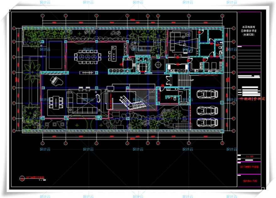 完整李玮珉三亚海棠湾四季酒店C型商业别墅样板间cad+效果图