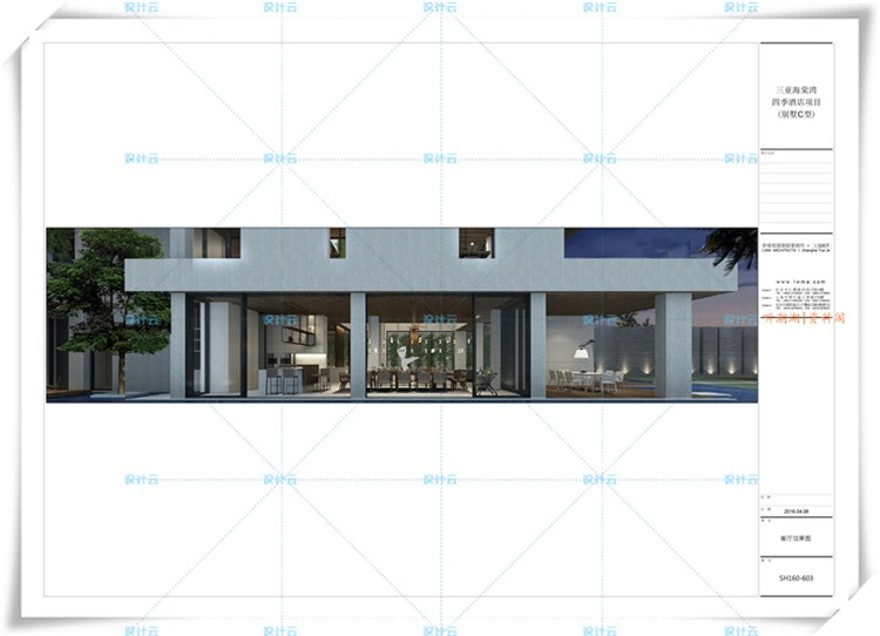 完整李玮珉三亚海棠湾四季酒店C型商业别墅样板间cad+效果图