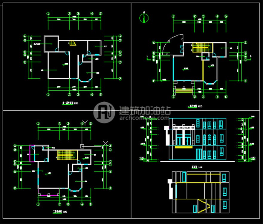 建筑资源29独栋商业别墅全套设计SU模型+cad施工图