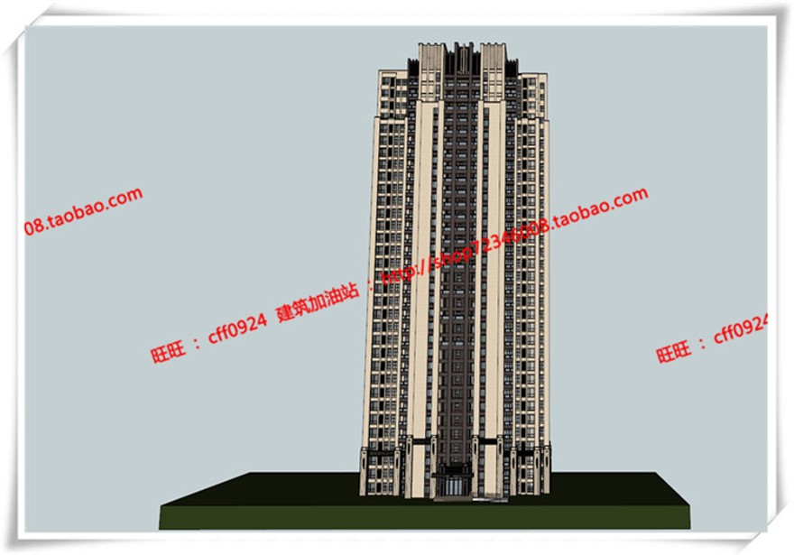 建筑图纸301高层住宅住宅楼单体住宅18F住宅楼cad图纸+su模型+效果图