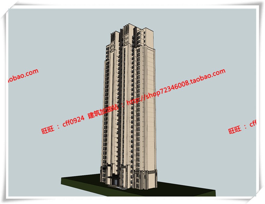 建筑图纸301高层住宅住宅楼单体住宅18F住宅楼cad图纸+su模型+效果图