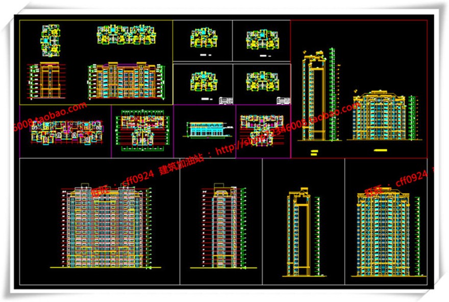 建筑图纸287高层住宅多层住宅/住宅楼/商住楼su模型+cad图纸+效果图+3Dmax建筑资源