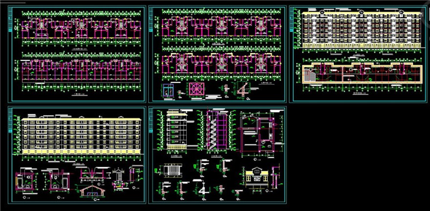 多层住宅小区建筑方案设计施工图cad图纸平立剖效果图
