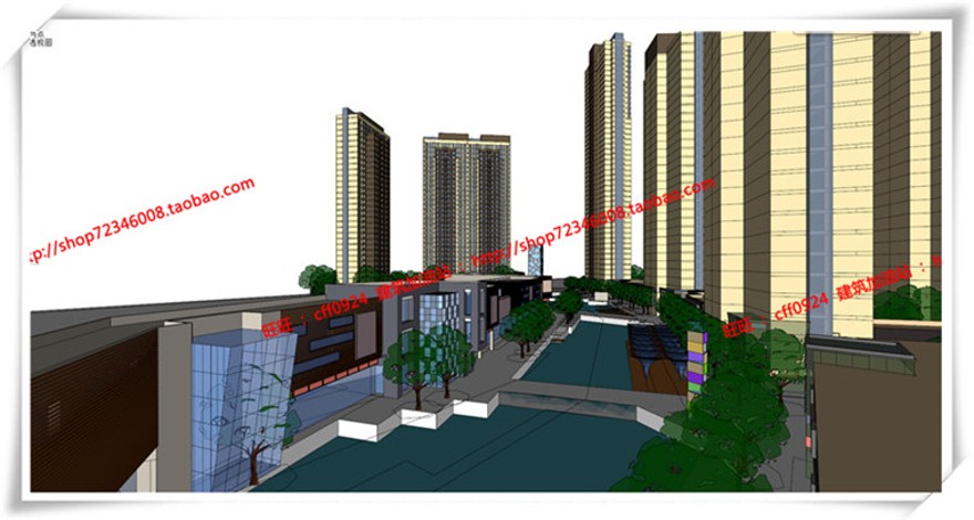 建筑图纸223合肥万达商业/商业设计综合体广场su/sketchup模型+cad图纸+效建筑资源