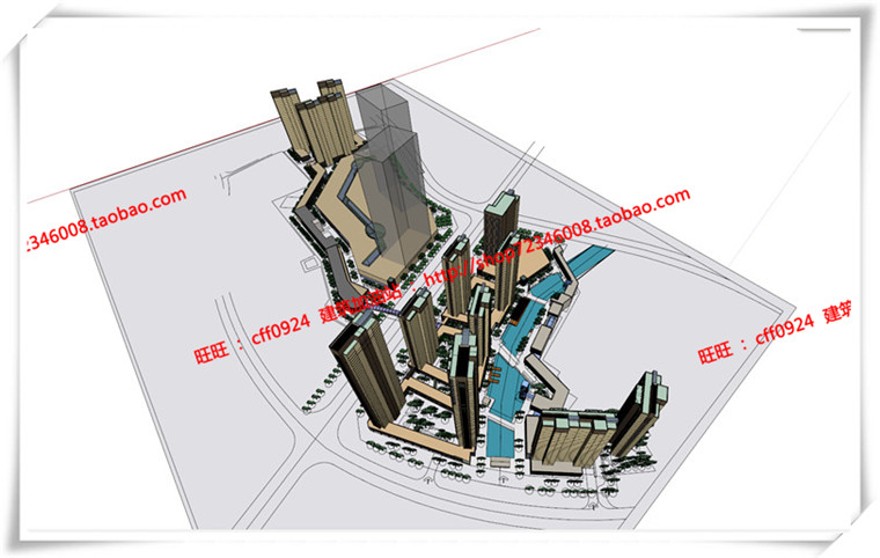 建筑图纸223合肥万达商业/商业设计综合体广场su/sketchup模型+cad图纸+效建筑资源