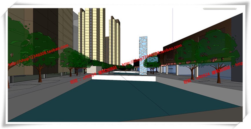 建筑图纸223合肥万达商业/商业设计综合体广场su/sketchup模型+cad图纸+效建筑资源