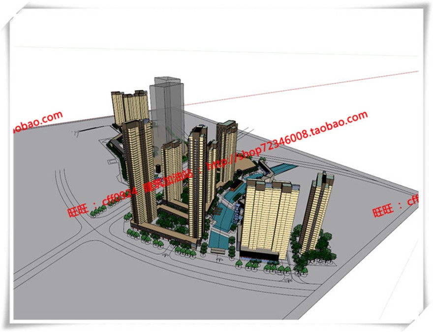 建筑图纸223合肥万达商业/商业设计综合体广场su/sketchup模型+cad图纸+效建筑资源