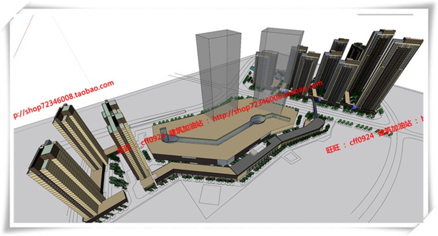 建筑图纸223合肥万达商业/商业设计综合体广场su/sketchup模型+cad图纸+效建筑资源