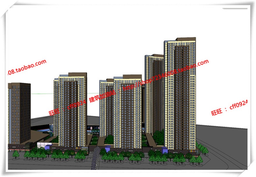 建筑图纸223合肥万达商业/商业设计综合体广场su/sketchup模型+cad图纸+效建筑资源