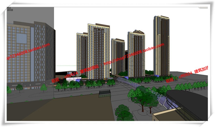 建筑图纸223合肥万达商业/商业设计综合体广场su/sketchup模型+cad图纸+效建筑资源